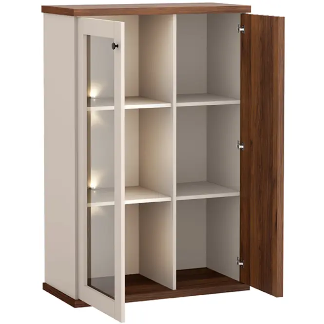 Vitrin C-3 86,4cm – Kasmír/Dió, Lamellák, Kétajtós