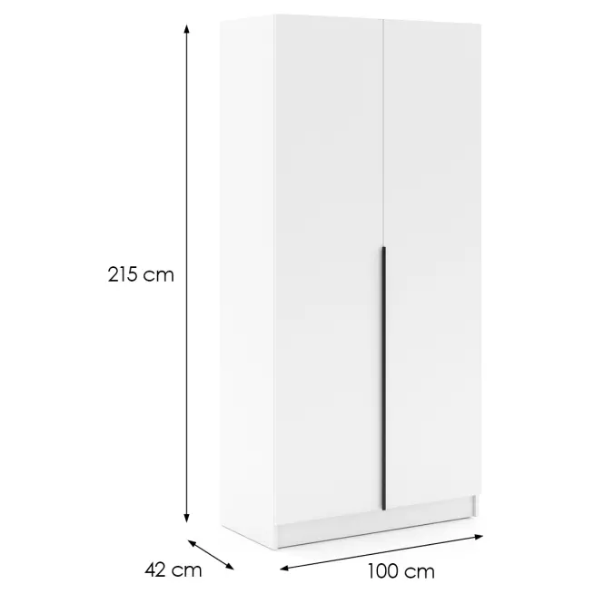 Szekrény Riva 100cm - Fehér, Kétajtós
