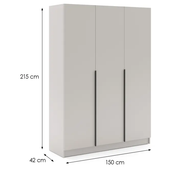 Szekrény Riva 150cm - Kasmír, Háromajtós,2