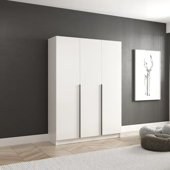 Szekrény Riva 150cm - Fehér, Háromajtós,4