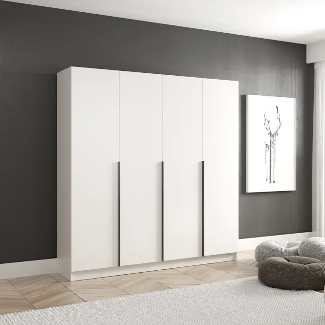 Szekrény Riva 200cm - Fehér, Négyajtós