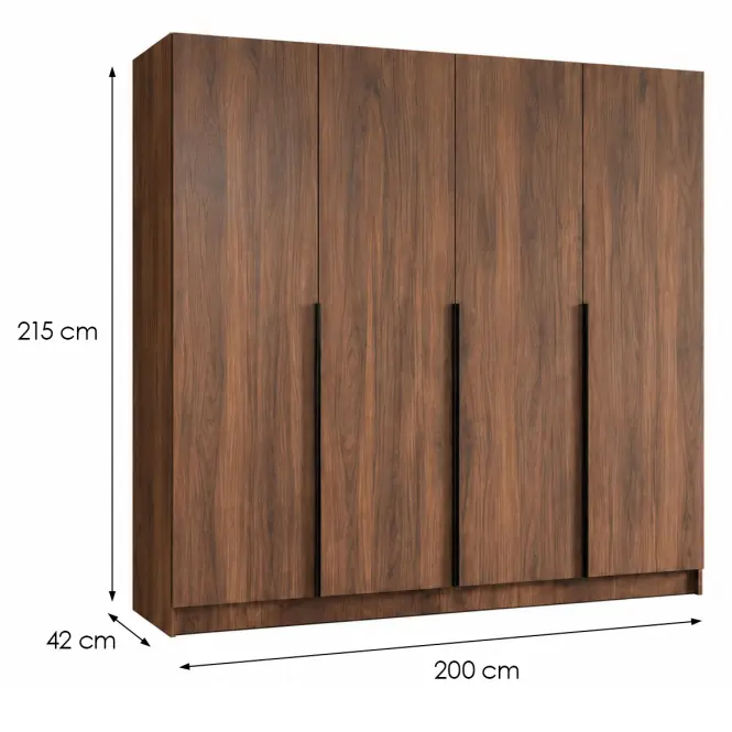 Szekrény Riva 200cm - Tölgy Catania, Négyajtós,2