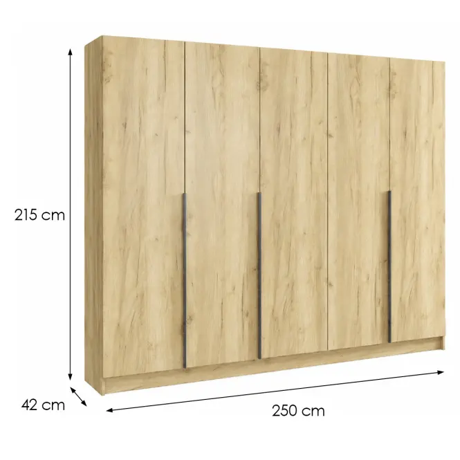 Szekrény Riva 250cm - Craft Aranysárga, Ötajtós,2