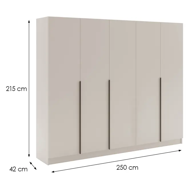 Szekrény Riva 250cm - Kasmír, Ötajtós,2