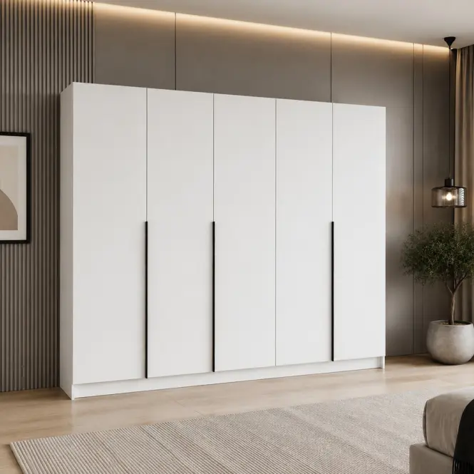 Szekrény Riva 250cm - Fehér, Ötajtós,3