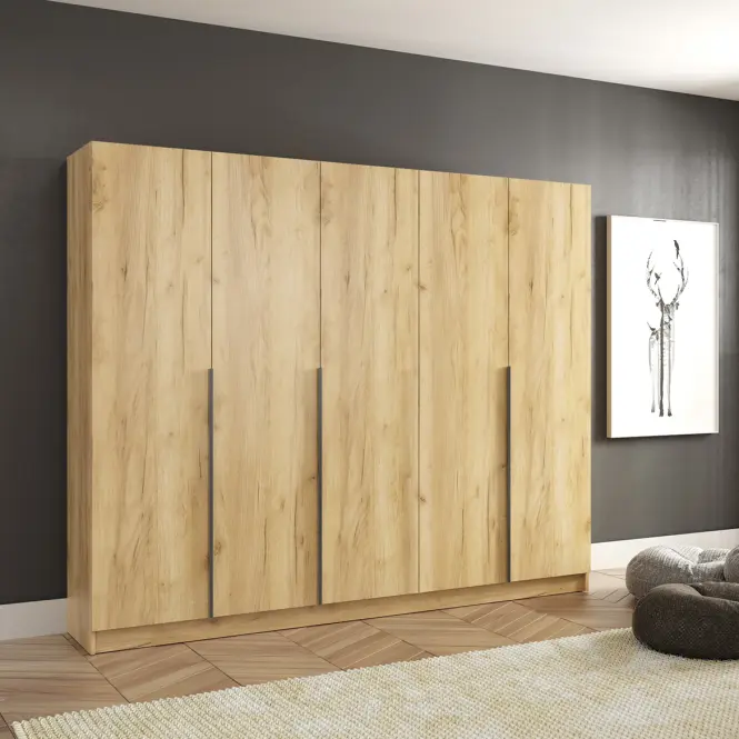 Szekrény Riva 250cm - Craft Aranysárga, Ötajtós,4