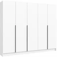Szekrény Riva 250cm - Fehér, Ötajtós