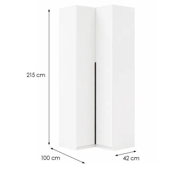 Szekrény Naroża Riva 100cm Fehér, Kétajtós,2