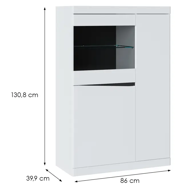 Vitrin Niska 3D Turino Neo Turv02 U035 Fehér Alpin/Sz.Grafit Pvc/,2