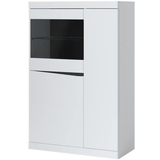 Vitrin Niska 3D Turino Neo Turv02 U035 Fehér Alpin/Sz.Grafit Pvc/,3
