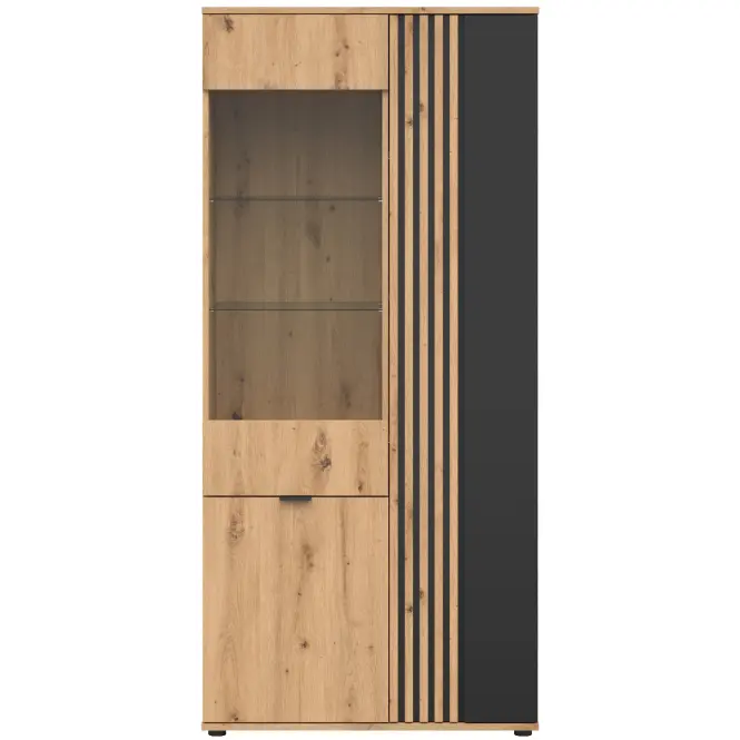 Vitrin Vabres Artisan/Fekete 2D1W,3