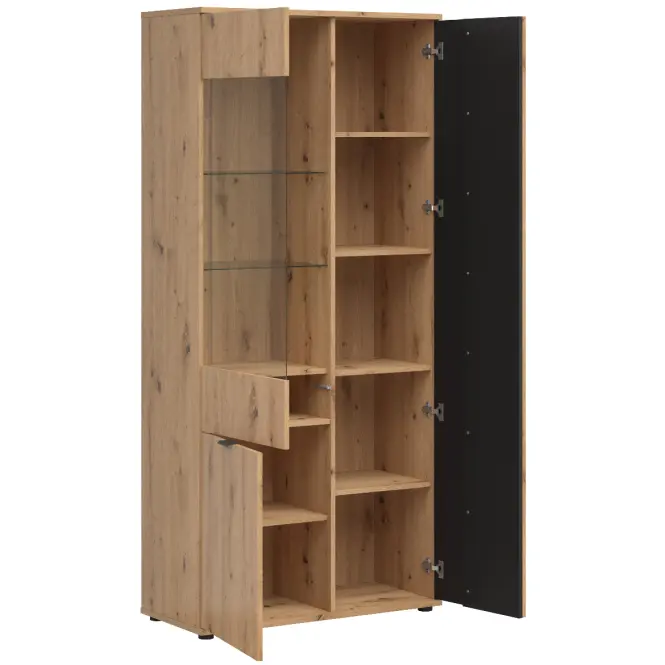 Vitrin Vabres Artisan/Fekete 2D1W,4