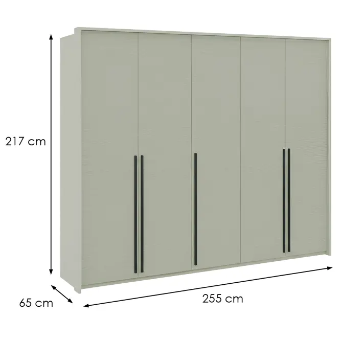 Szekrény Genua D-Lux 255cm – Eucalyptus, Ötajtós,2
