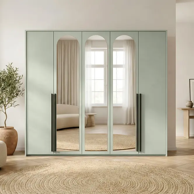 Szekrény Luca 255cm Tükörrel – Eucalyptus, Ötajtós,4