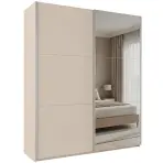 Szekrény Rodos 200cm  Tükörrel - Homokbézs, Kétajtós