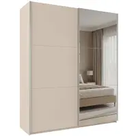 Szekrény Rodos 200cm  Tükörrel - Homokbézs, Kétajtós