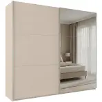 Szekrény Rodos 225cm Tükörrel - Homokbézs, Kétajtós