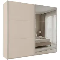 Szekrény Rodos 225cm Tükörrel - Homokbézs, Kétajtós