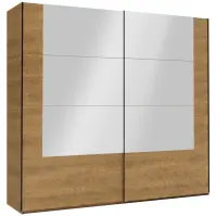 Szekrény Madryt 250cm  Tükörrel - Tölgy Karmel, Kétajtós