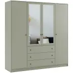 Szekrény Siena D4 Lux 196cm Tükörrel – Eucalyptus, Négyajtós, Fiókok