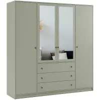 Szekrény Siena D4 Lux 196cm Tükörrel – Eucalyptus, Négyajtós, Fiókok