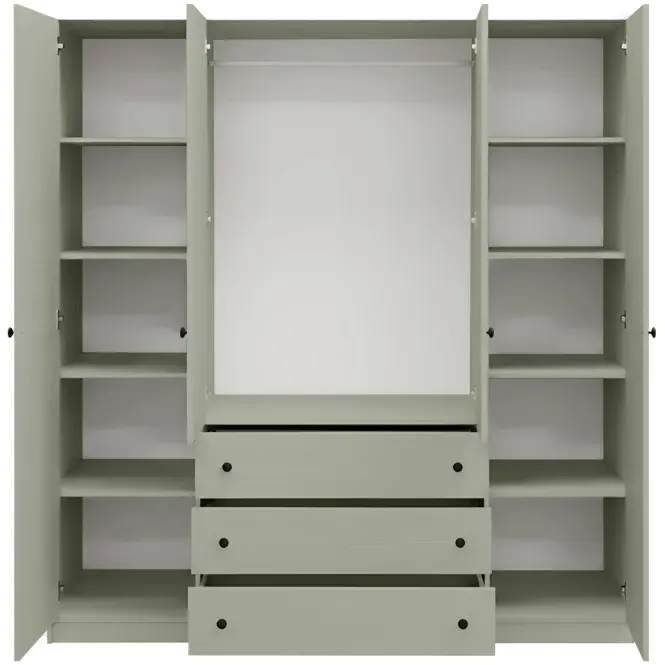 Szekrény Siena D4 Lux 196cm Tükörrel – Eucalyptus, Négyajtós, Fiókok,3
