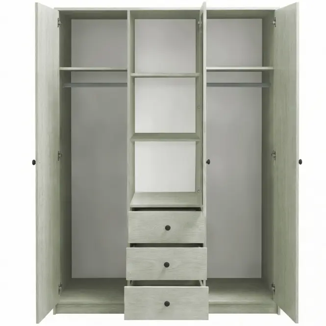 Szekrény Siena D3 Lux 149cm Tükörrel – Eucalyptus, Háromajtós, Fiókok,4