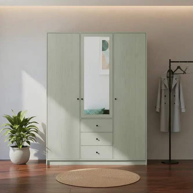 Szekrény Siena D3 Lux 149cm Tükörrel – Eucalyptus, Háromajtós, Fiókok,5
