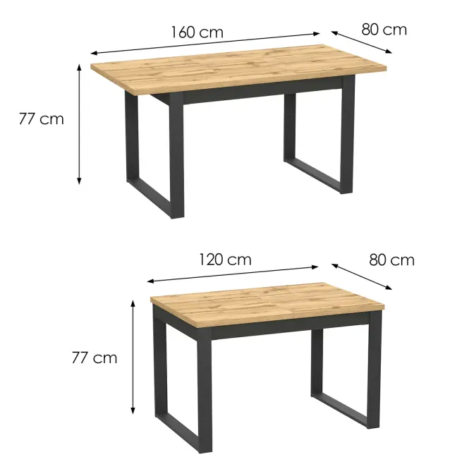 Asztal Lamelo La31 Tölgy Wotan/Fekete Mat,2