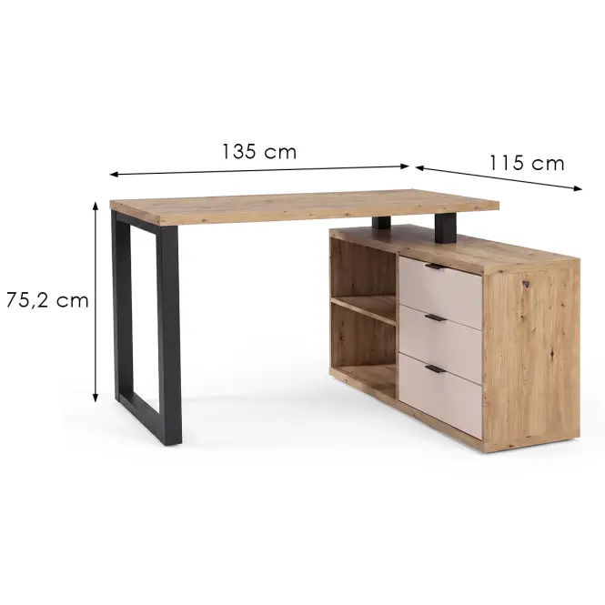 Íróasztal + Komód Artisan/Fekete/Kasmír,2