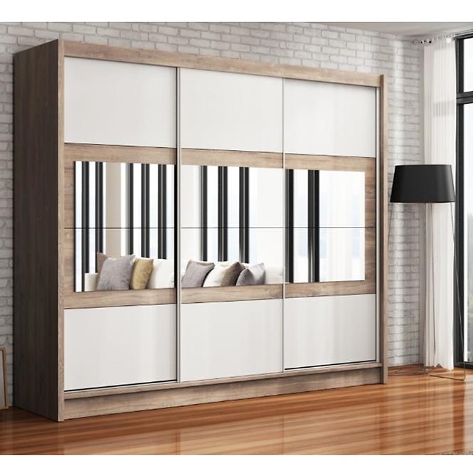 Szekrény Salwador 250 cm country szürke/fehér,2
