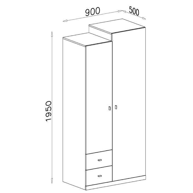 Szekrény Tablo TA3 fehér/atlantic 90 cm