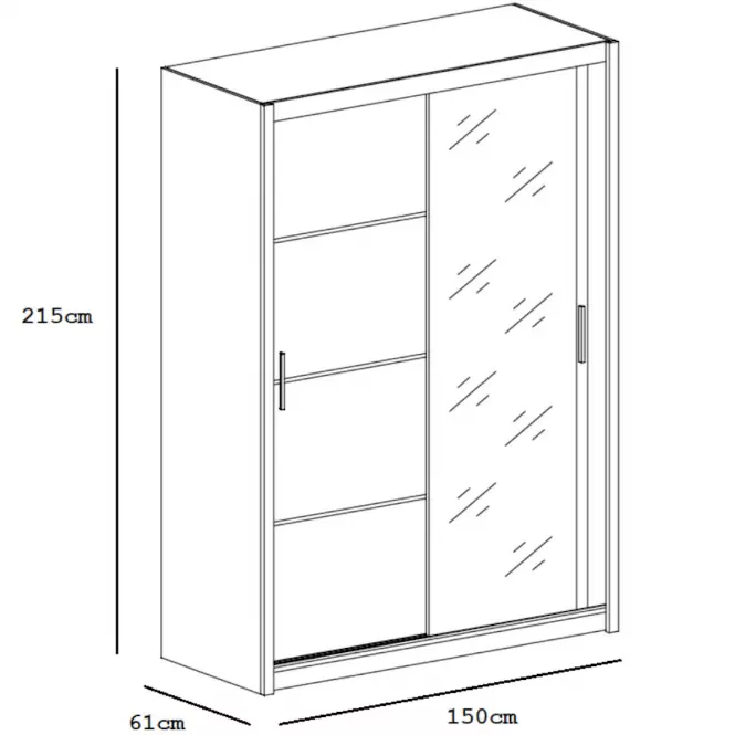 Szekrény Vista 150 cm tölgy sonoma/tükör