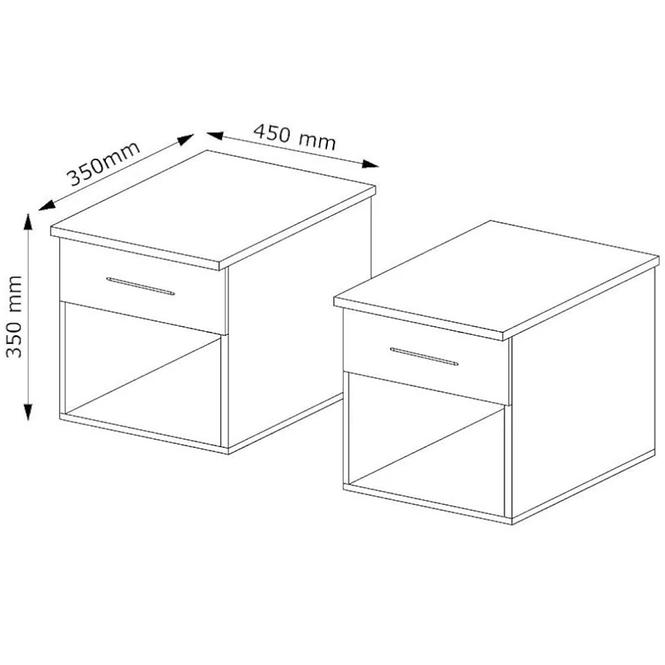 Éjjeliszekrény Como 23 2db fehér/fehér