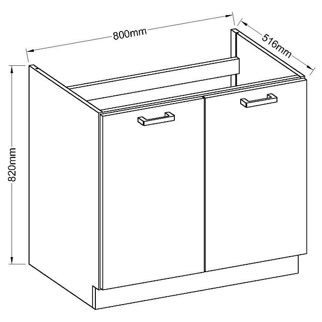 Konyhaszekrény Grey 80ZL 2F BB szürke