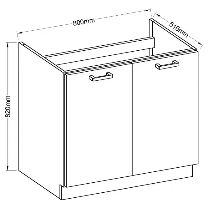 Konyhaszekrény Grey 80ZL 2F BB szürke,3