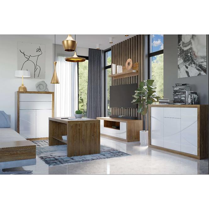 Komód Sys Paris P11 tölgy stirling/fehér