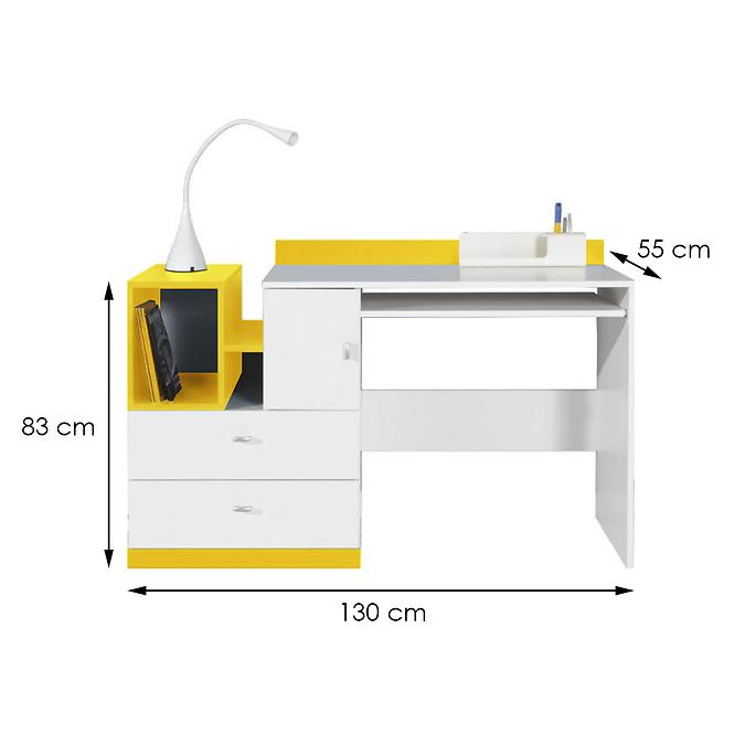 Íróasztal Mobi MO-11 fehér lux/sárga