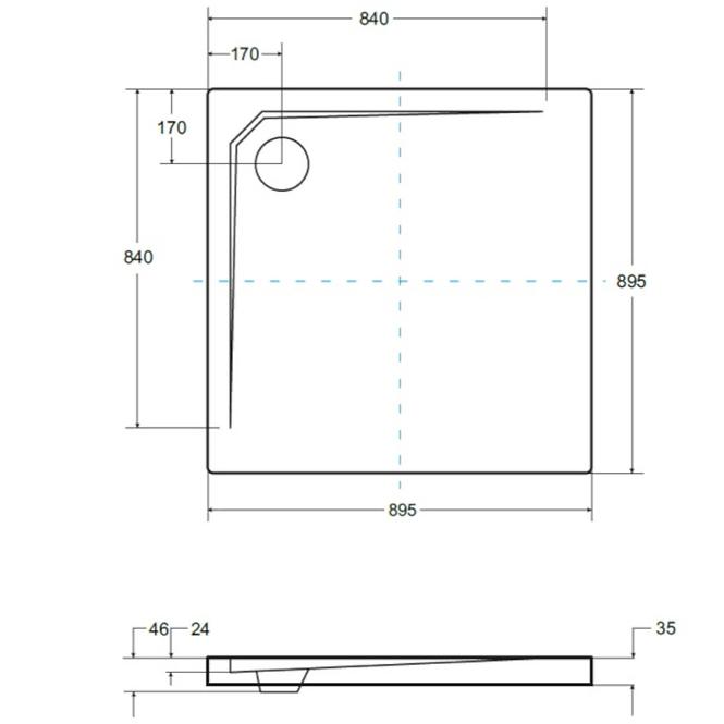 Zuhanytálca Acro Ultraslim sarok 90/90