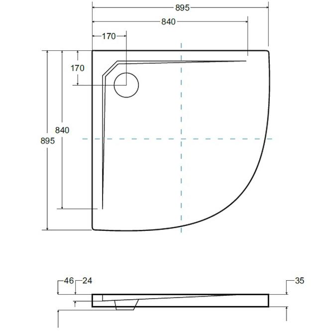 Zuhanytálca Asco Ultraslim  90/90