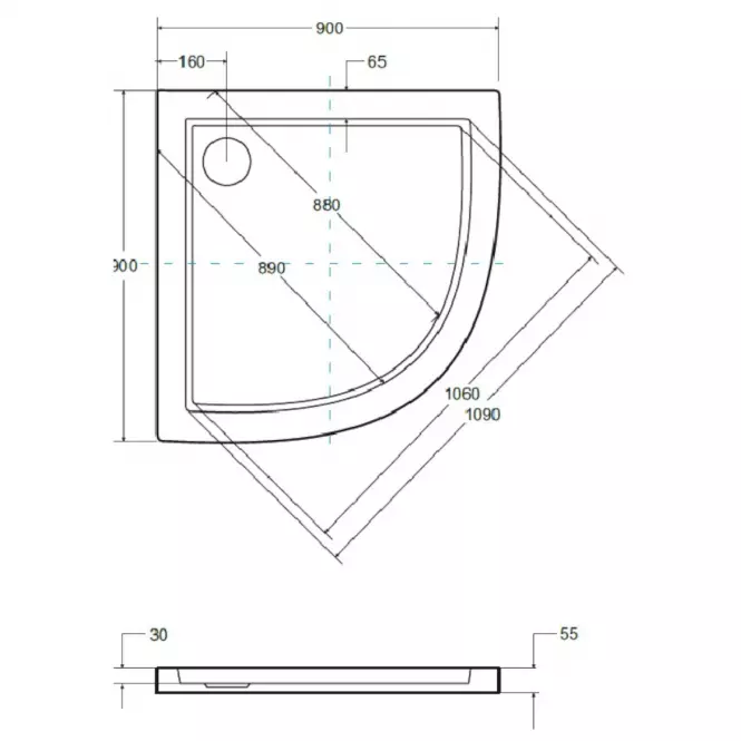 Zuhanytálca Aron Slimline saro 90/90,3