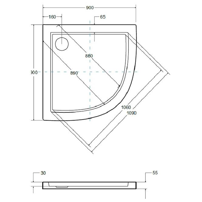 Zuhanytálca Aron Slimline saro 90/90,3