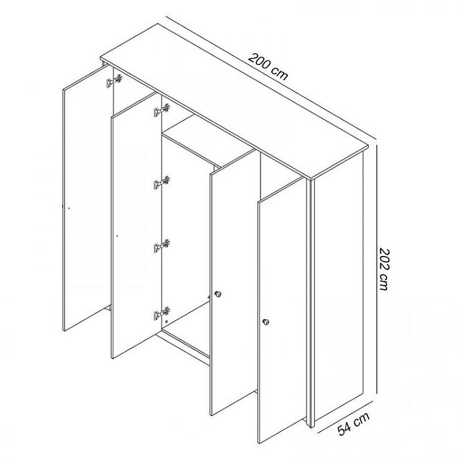 Szekrény Finezja F4 4ajtós 200 cm,2