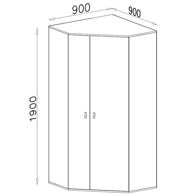 Szekrény Planet PL2 L/P 90 cm fehér/tölgy/tenger kék