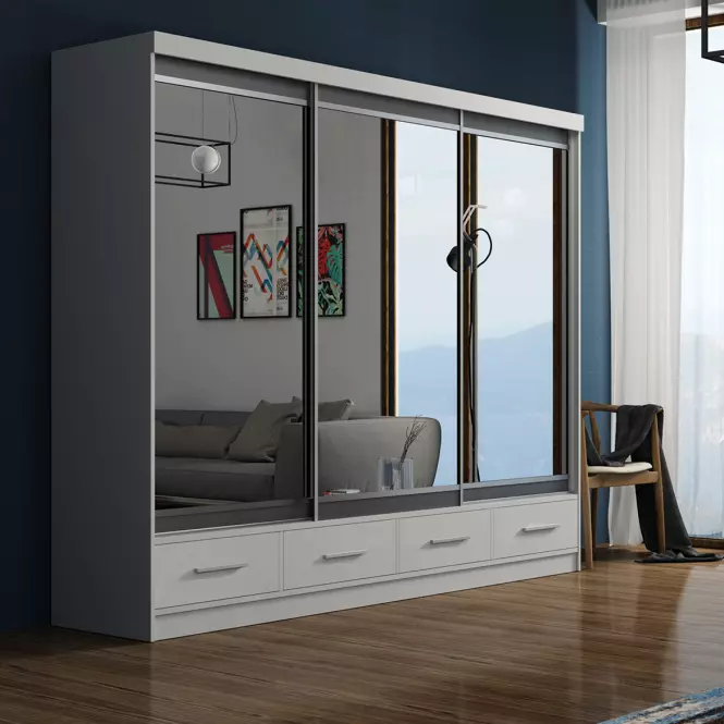 Szekrény Margo 250 cm tölgy fehér,2