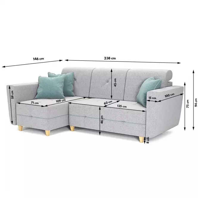 Sarok ülőgarnitúra Grey B Enzo 162+Enzo 154 dr narural