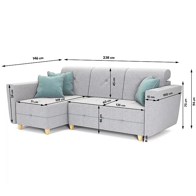 Sarok ülőgarnitúra Grey B Enzo 162+Enzo 154 dr narural