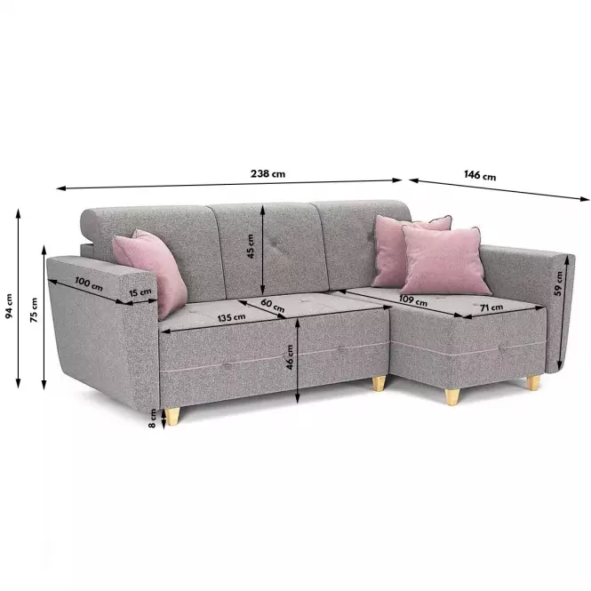 Sarok ülőgarnitúra Grey J Enzo 161+Enzo 152 dr narural