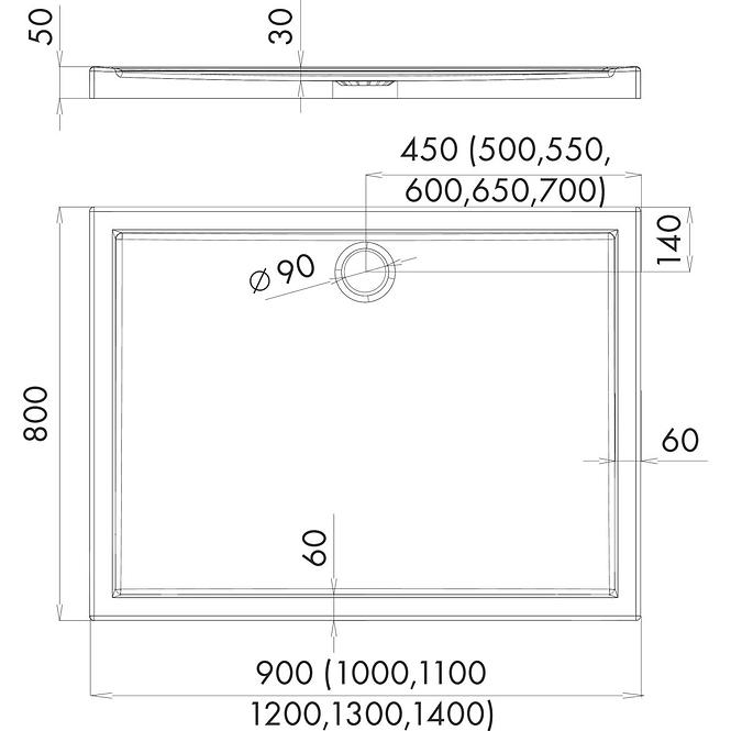 Zuhanytálca Corrina négyzet alakú 80/100/5 3.066/P