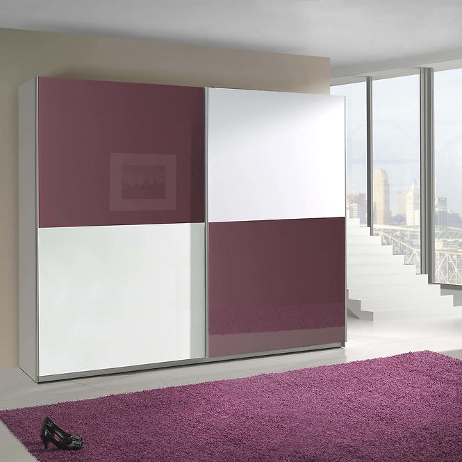 Szekrény Lux 10 lila fényes/fekete fényes 244 cm